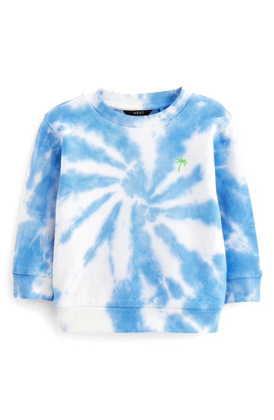 Shop Next Kids' Tie Dye Cotton Crewneck Sweatshirt In Blue