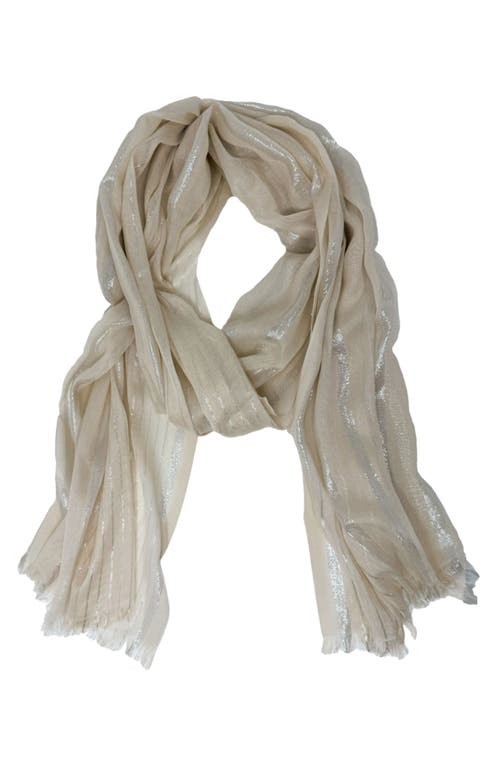 Cole Haan Metallic Stripe Oblong Scarf In Ivory