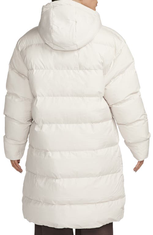 Nike Sportswear Water Repellent Down Coat In Light Orewood Brown/white