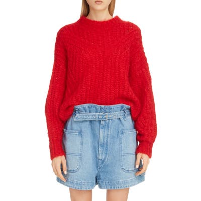 Isabel Marant Blouson Sleeve Mohair & Wool Blend Sweater, Red