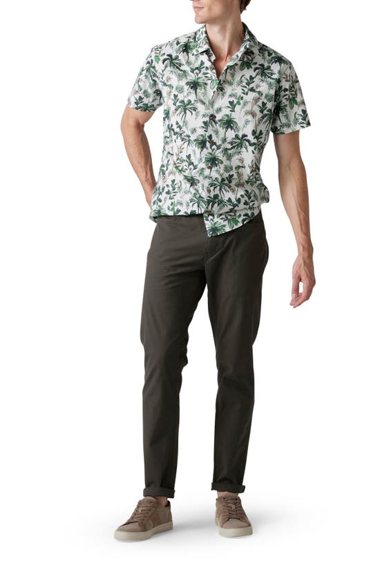 Rodd & Gunn Sabre Peak Print Short Sleeve Cotton Button-up Shirt In Forest
