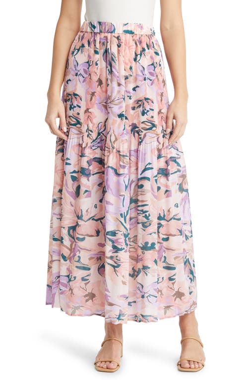 Shop Misook Floral Maxi Skirt In Rose P/multi