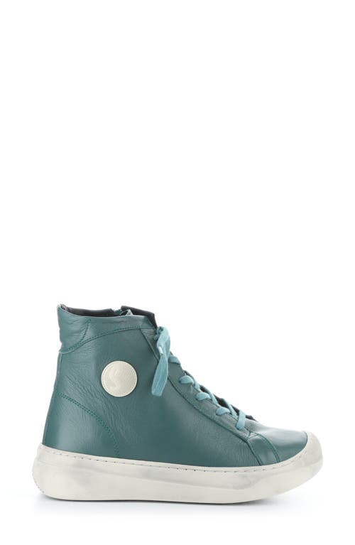 Softinos By Fly London Appe Lace-up High Top Sneaker In Teal Smooth Leatherther