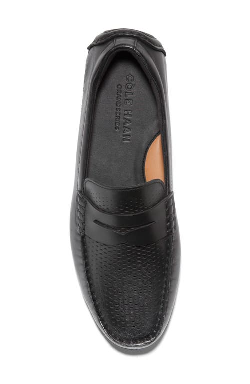 Cole Haan Men's Grand Laser Penny Driving Loafer Men's Shoes In Black/black