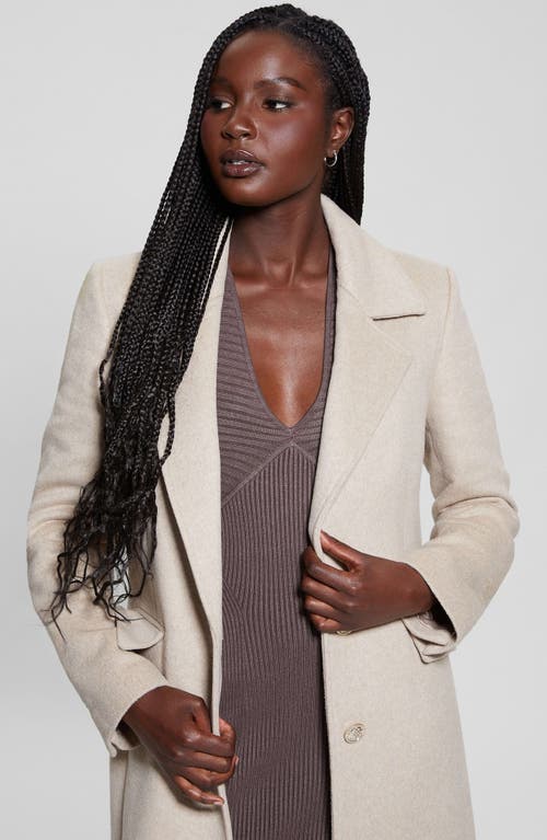 Guess Nancy Coat With Removable Faux Fur Collar In Cemento Multi