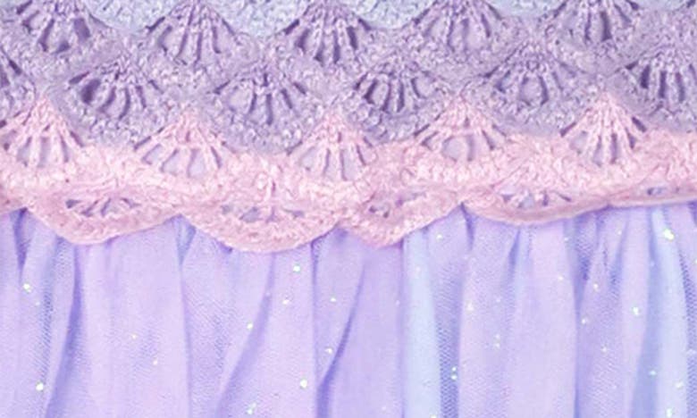 Zunie Kids' Mermaid Ombré Crochet Bodice Tulle Dress In Lilac/ Blue