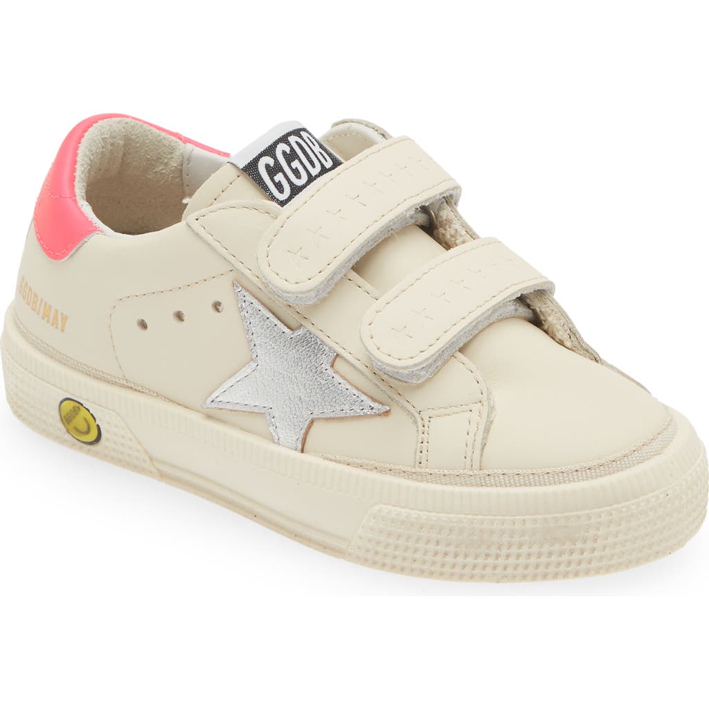 Golden Goose Kids' May School Sneaker In Cream/silver/fucsia