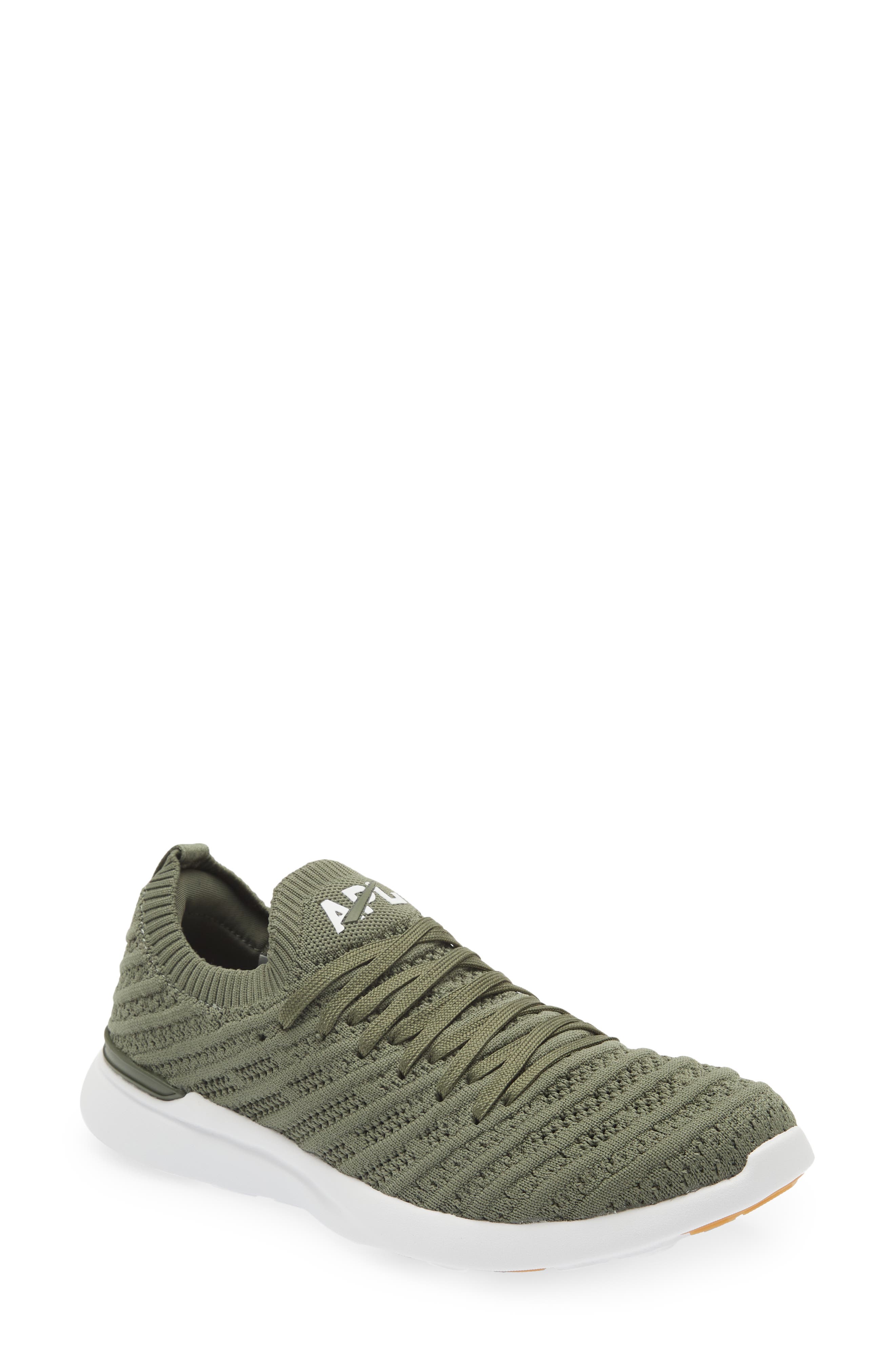 olive green running shoes