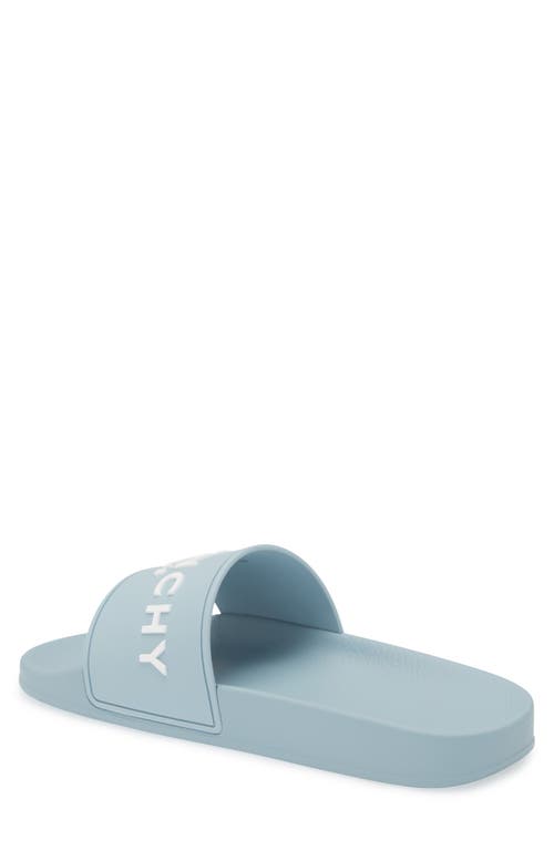 Shop Givenchy Logo Slide Sandal In Sky Blue