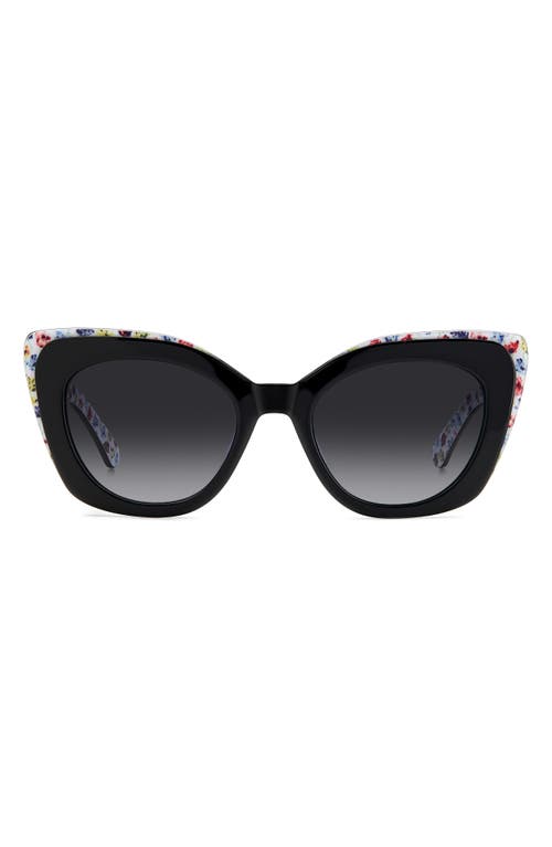 Shop Kate Spade New York Marigolds 51mm Gradient Cat Eye Sunglasses In Black/grey Shaded