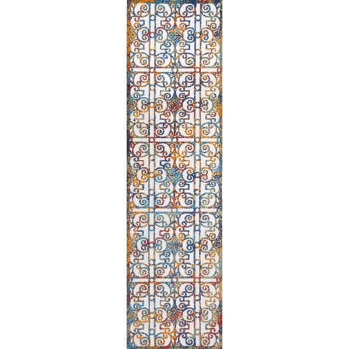 Jonathan Y Cetara Ornate Trellis Indoor/outdoor Area Rug In Cream/blue/orange