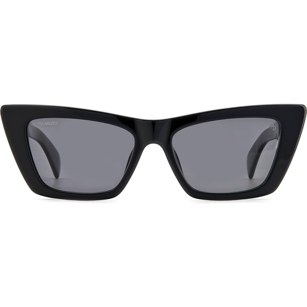 Rag & Bone 53mm Polarized Cat Eye Sunglasses In Black/gray Polarized