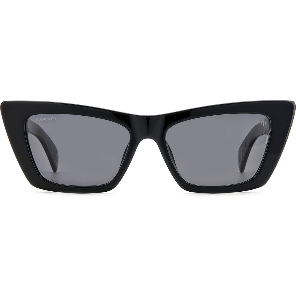 Rag & Bone 53mm Polarized Cat Eye Sunglasses In Black/gray Polarized
