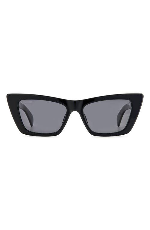 rag & bone 53mm Polarized Cat Eye Sunglasses in Black/Gray Polarized at Nordstrom