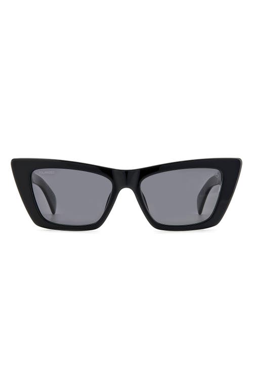Rag & Bone 53mm Polarized Cat Eye Sunglasses In Black/gray Polarized