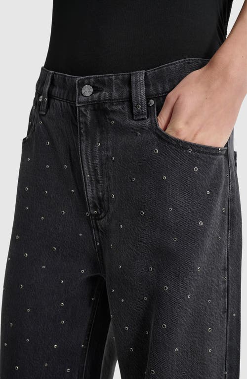 Shop Dkny Stud Detail Straight Leg Jeans In Washed Noir