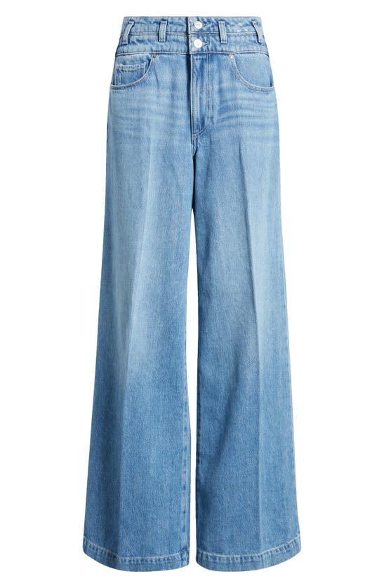 Shop Paige Portia Double Waistband Wide Leg Jeans In Enzo Distressed