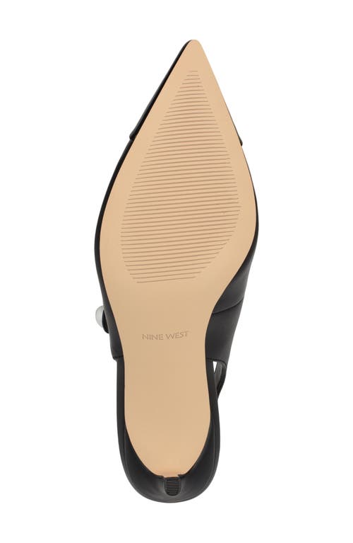 Nine West Rendez Slingback Pointed Cap Toe Mary Jane Pump In Black