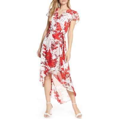 Julia Jordan High/low Floral Wrap Dress, Red