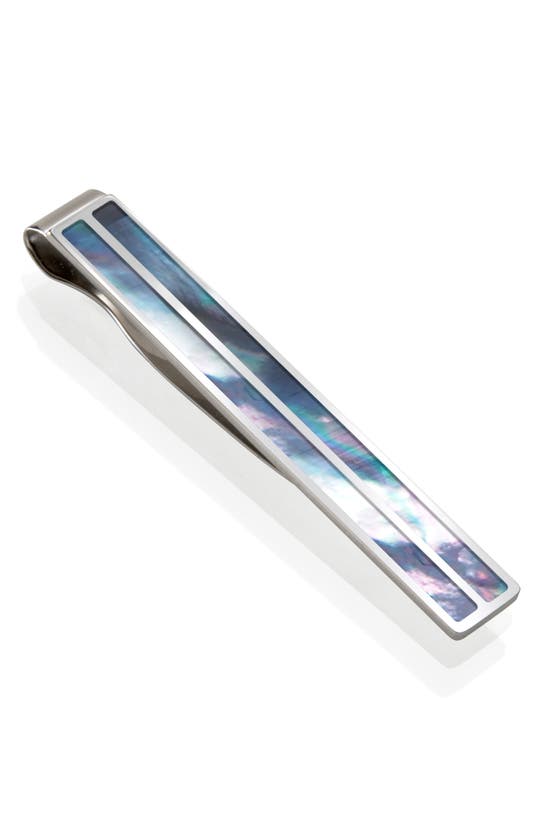 M Clip Mother-of-pearl Tie Bar In Blue