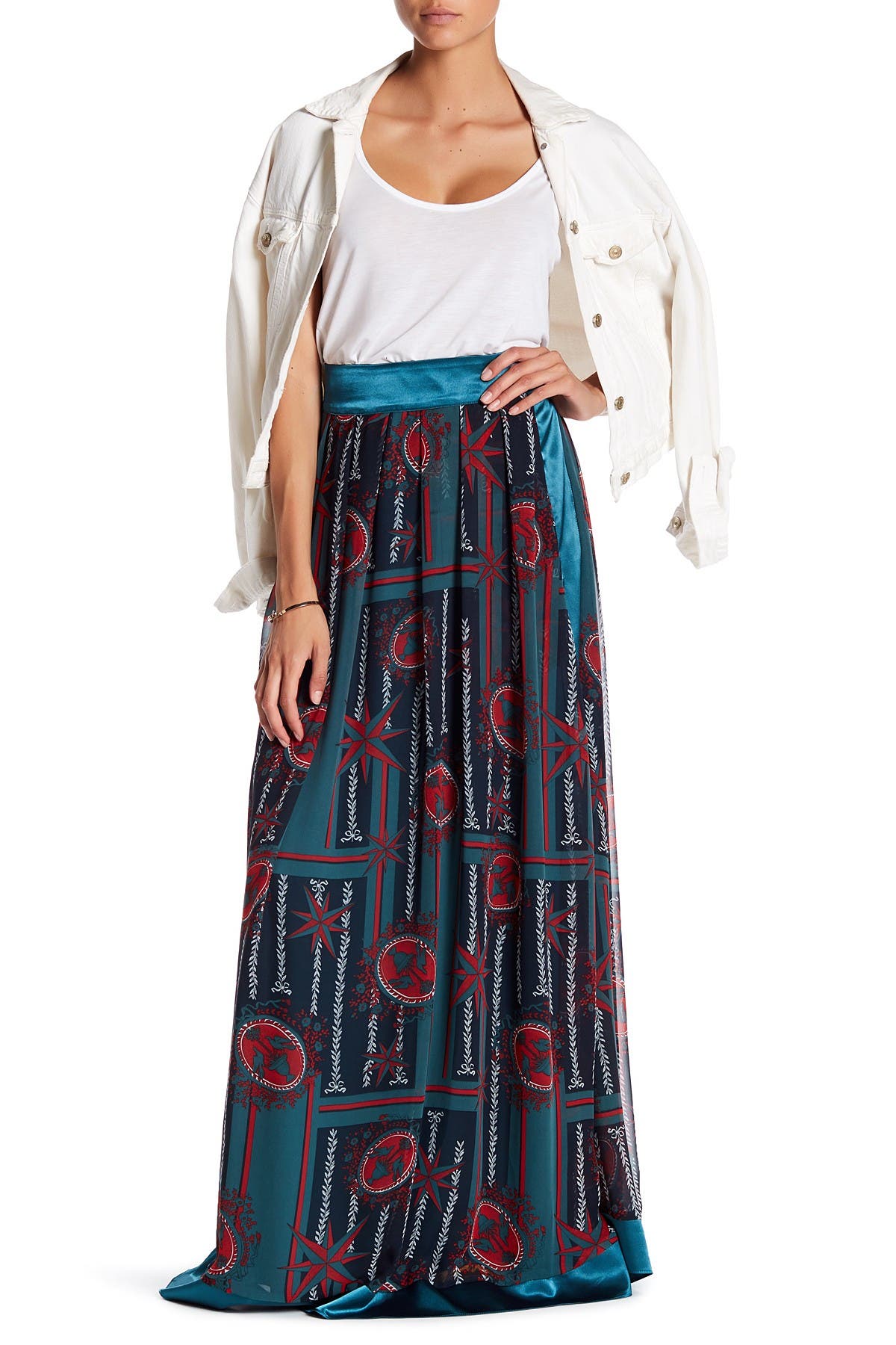 aqua chiffon maxi skirt