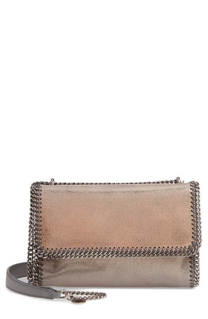 Click to view more detailed imagery on our partner's website Stella Mccartney Falabella Shaggy Deer Metallic Faux Leather Shoulder Bag - Metallic In Gold/ Grey