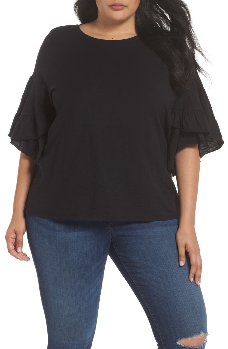 Vince Camuto Tiered Ruffle Sleeve Tee (Plus Size) | Nordstrom