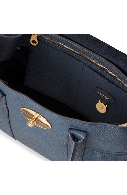 Shop Mulberry Bayswater Grained Leather Satchel In Night Sky