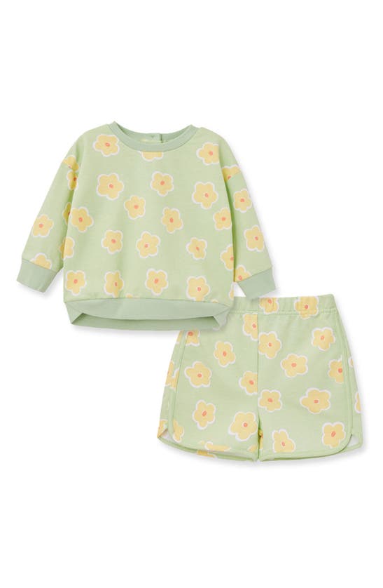 Little Me Girls' 2-pc. Floral Printed Top & Shorts Set - Baby In Green