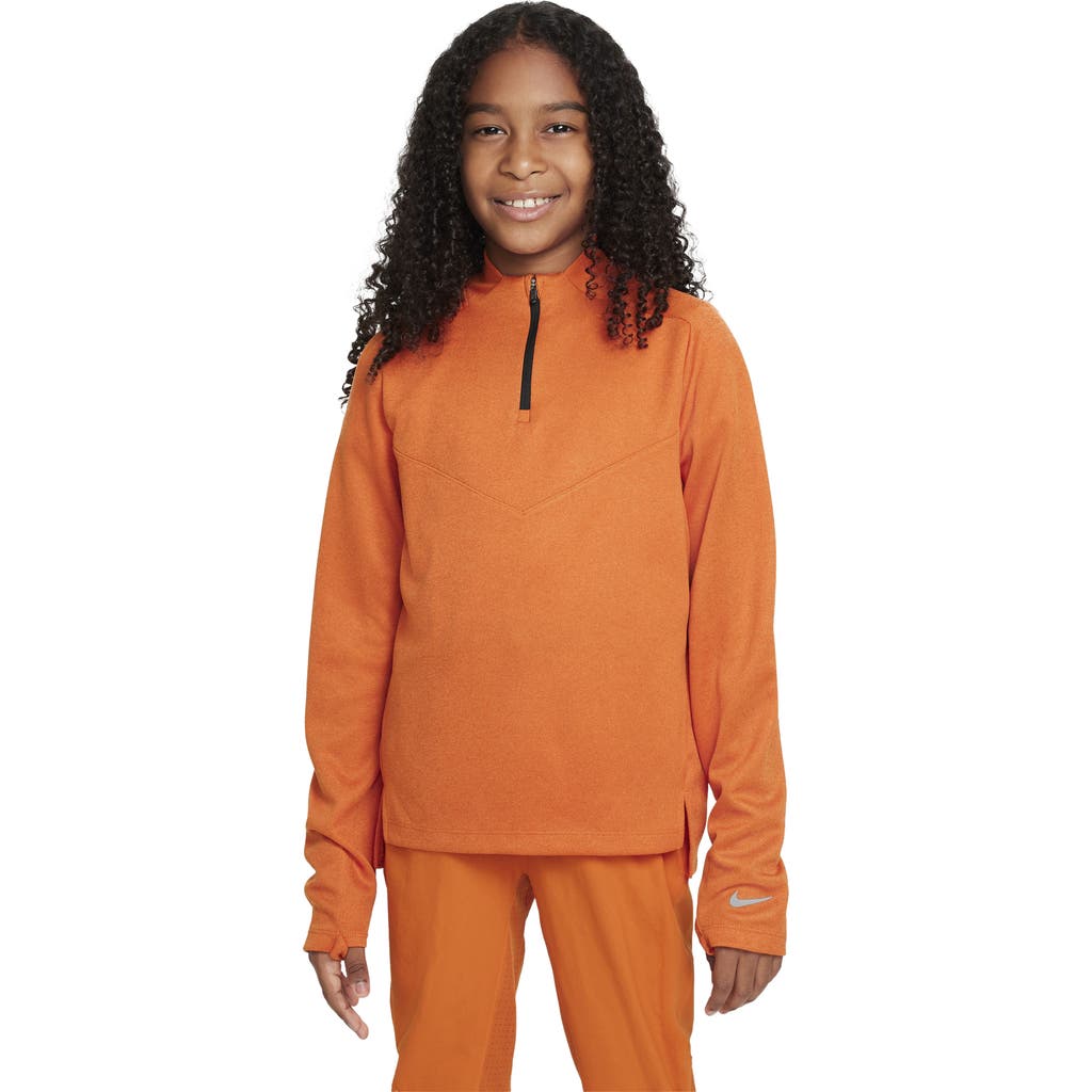Nike Kids' Dri-fit Tech Quarter Zip Pullover In Orange