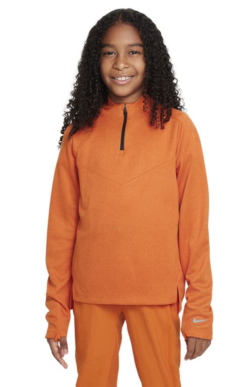 Shop Nike Kids' Dri-fit Tech Quarter Zip Pullover In Campfire Orange/orange