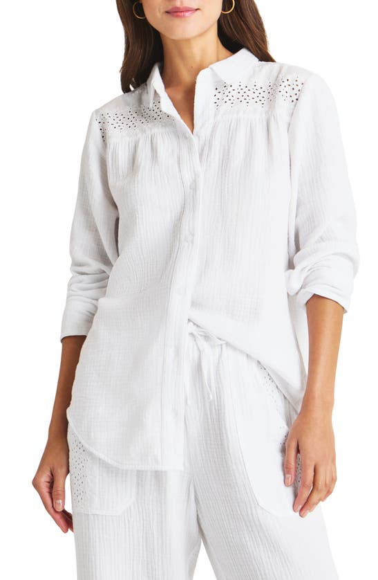 Shop Splendid Kit Eyelet & Gauze Button-up Shirt In White