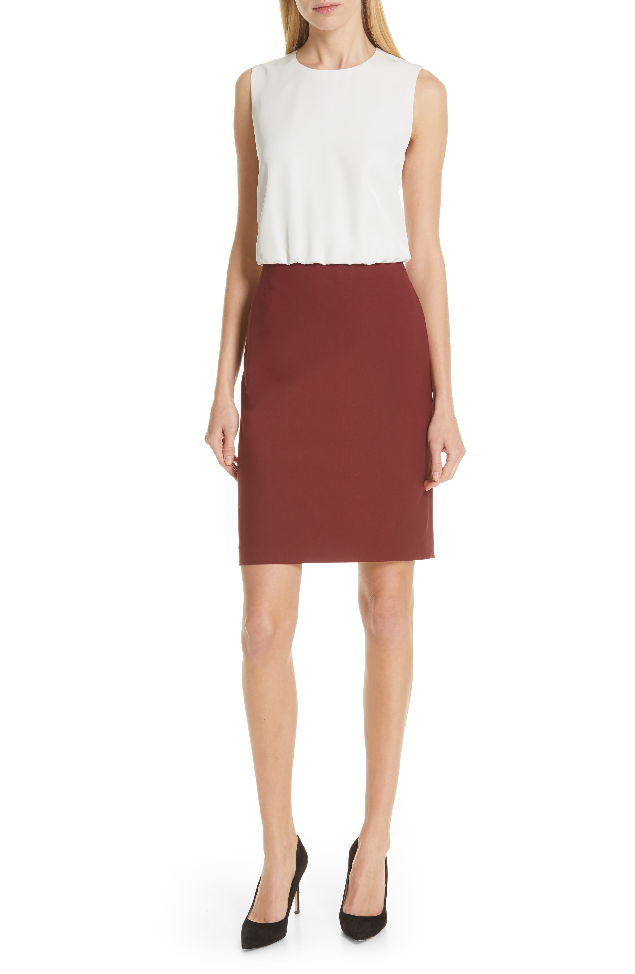 Boss Domona Colorblock Sheath, Red