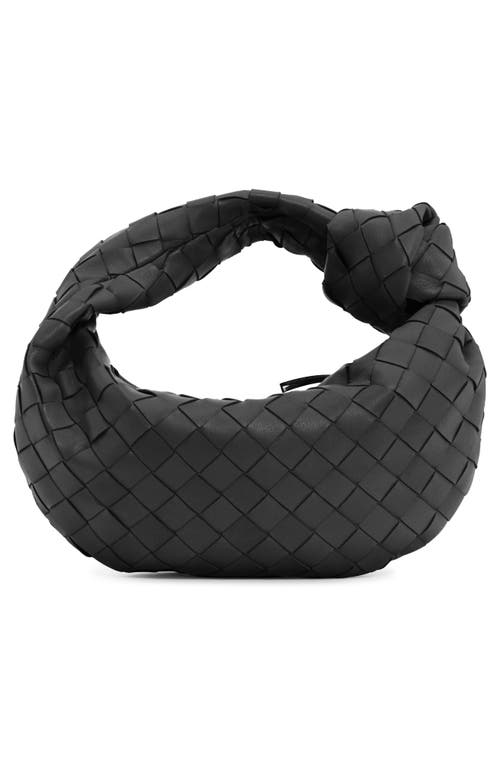 Bottega Veneta Mini Jodie Leather Hobo In Black-silver