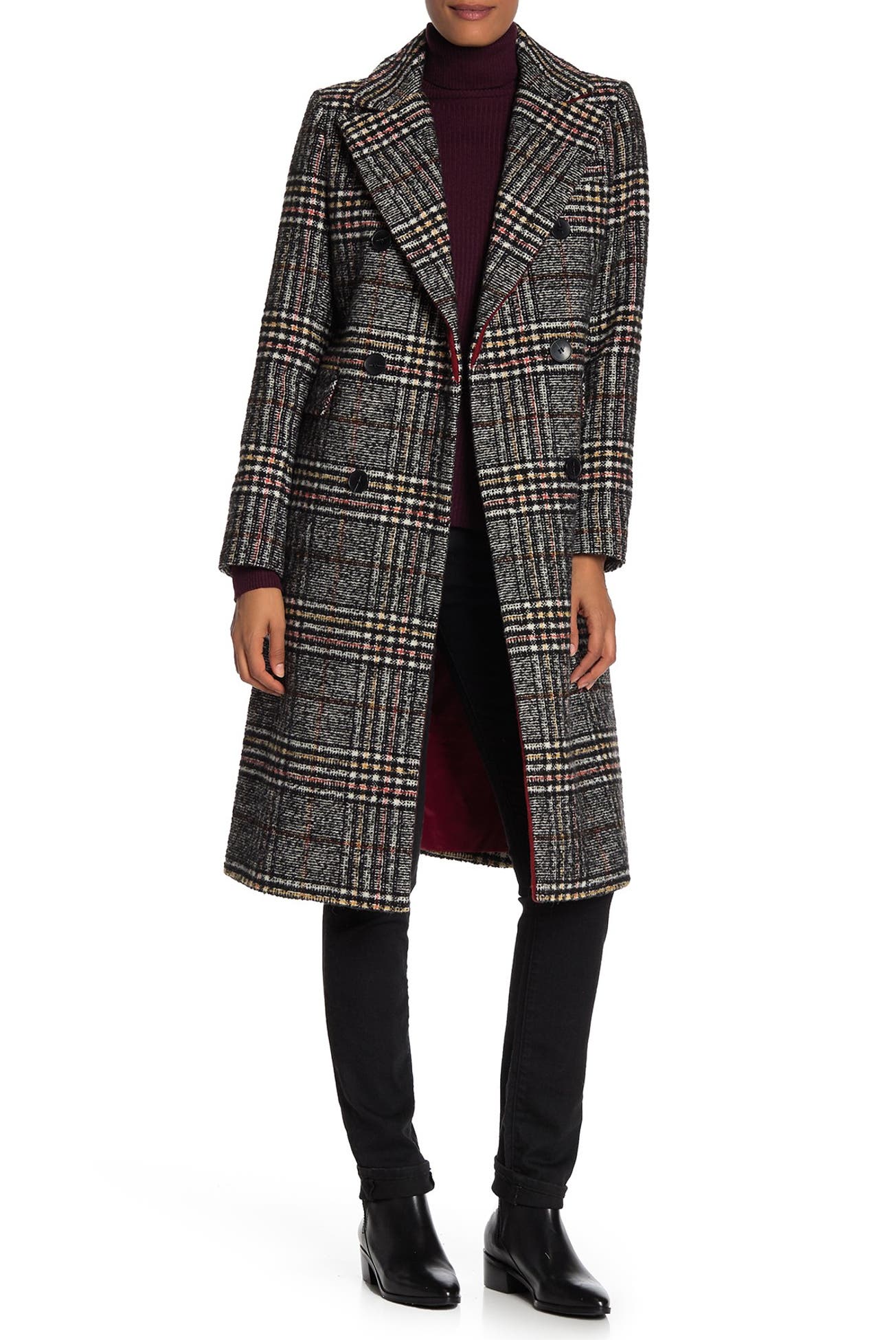 French Connection | Double Breasted Plaid Print Topper Coat | Nordstrom ...