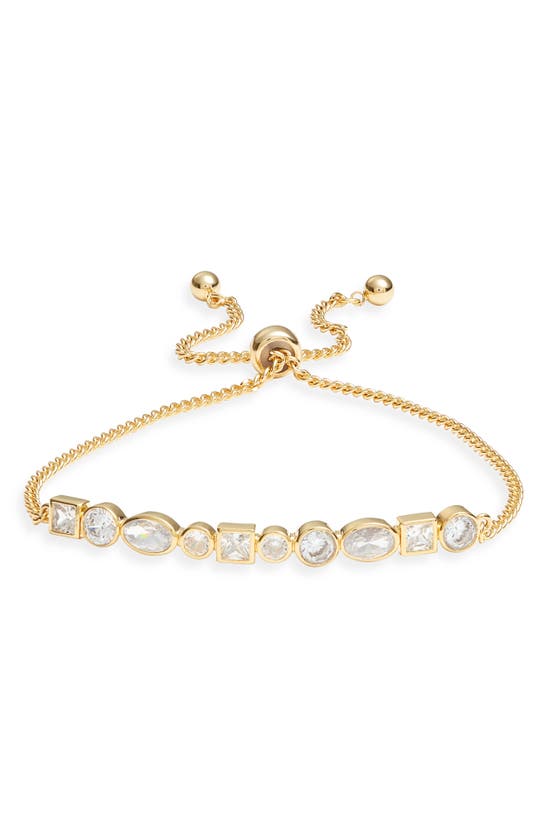 Shop Nordstrom Cubic Zirconia Bar Slider Bracelet In Clear- Gold