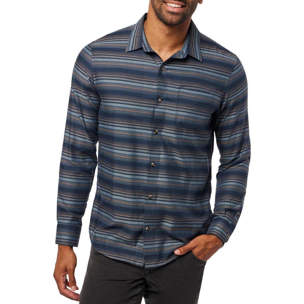 Travismathew Cloud Flannel Button-up Shirt In Total Eclipse/portabella