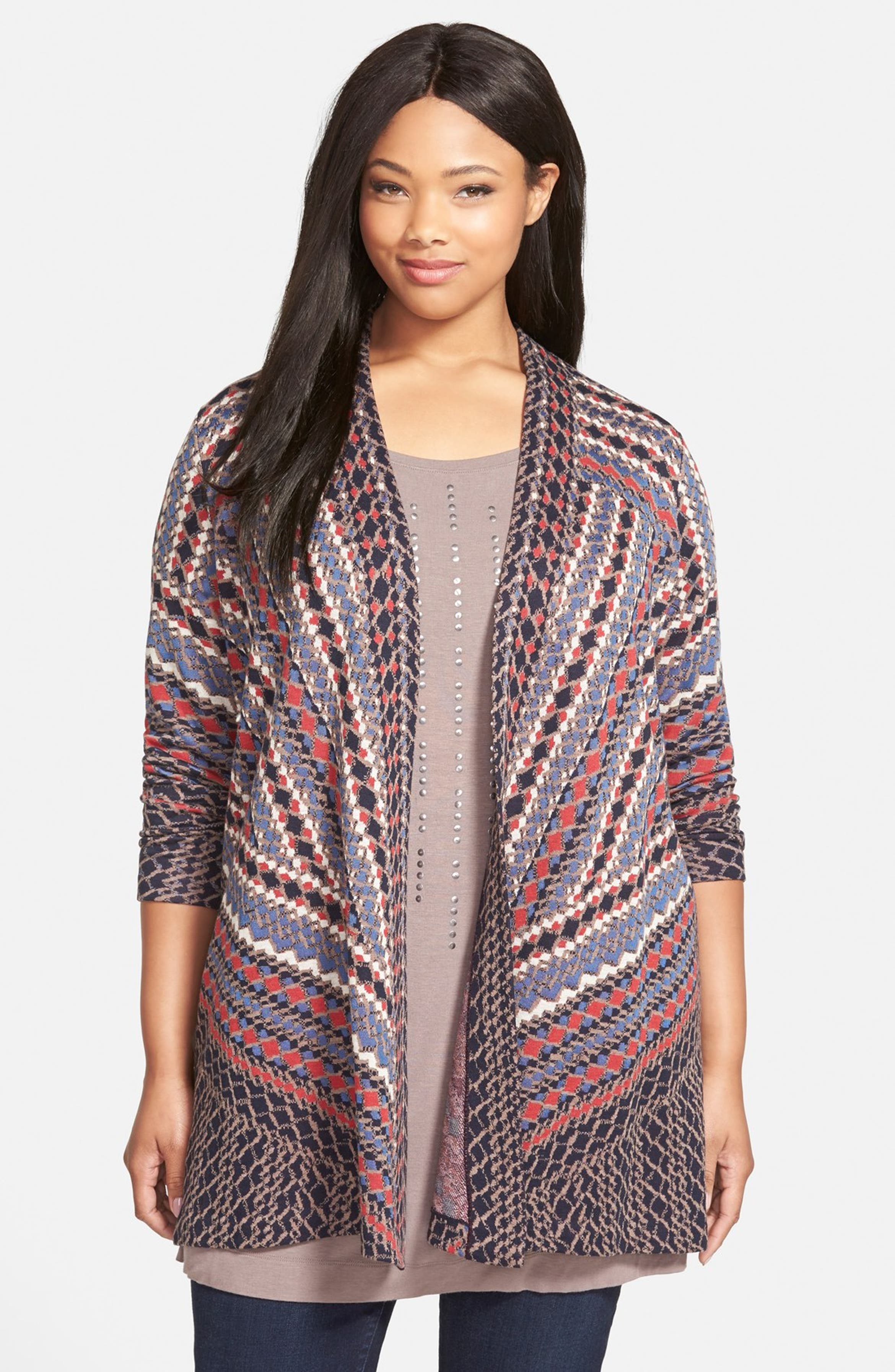 NIC+ZOE 'Electric Patterns' Open Front Cardigan (Plus Size) | Nordstrom