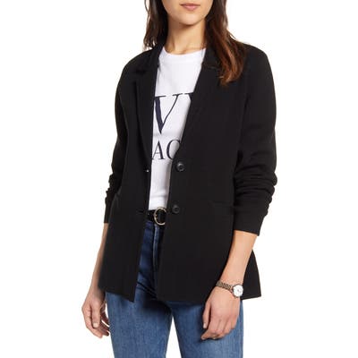 1901 Stretch Wool Blend Sweater Blazer, Black