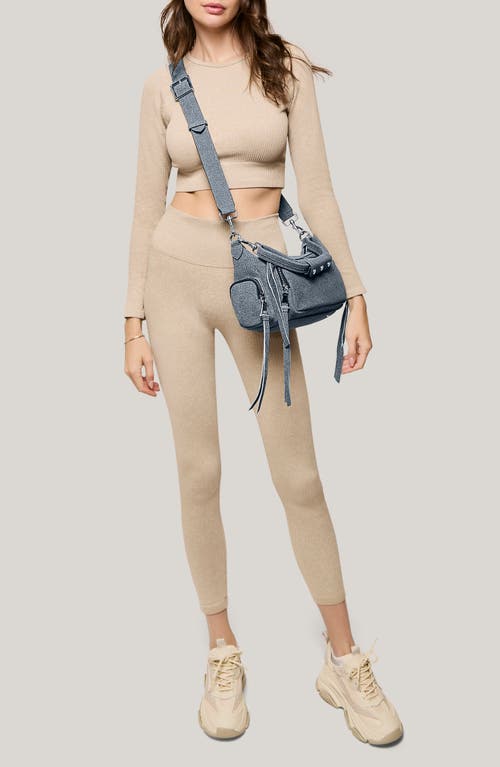 Aimee Kestenberg Away We Go Suede Shoulder Bag In Denim Leather