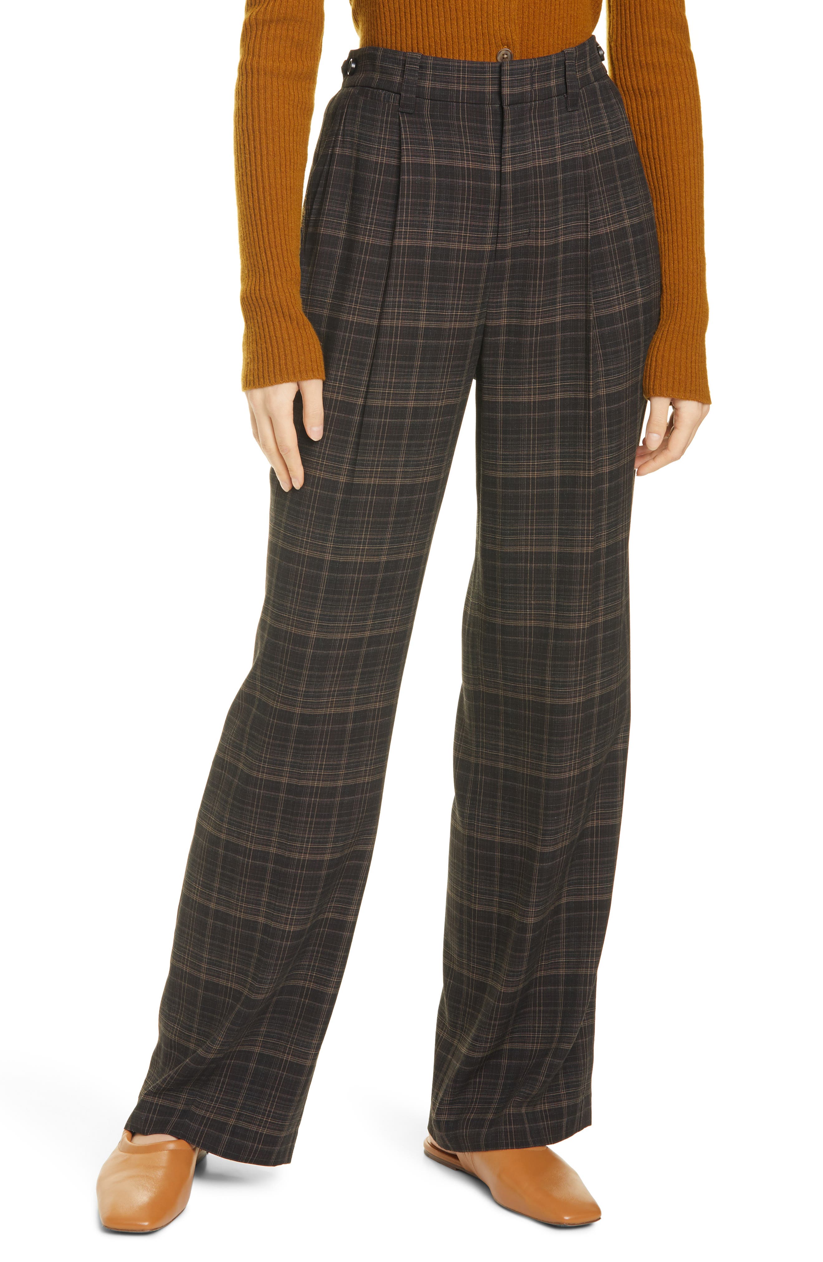 Vince Classic Plaid Print Trousers In 