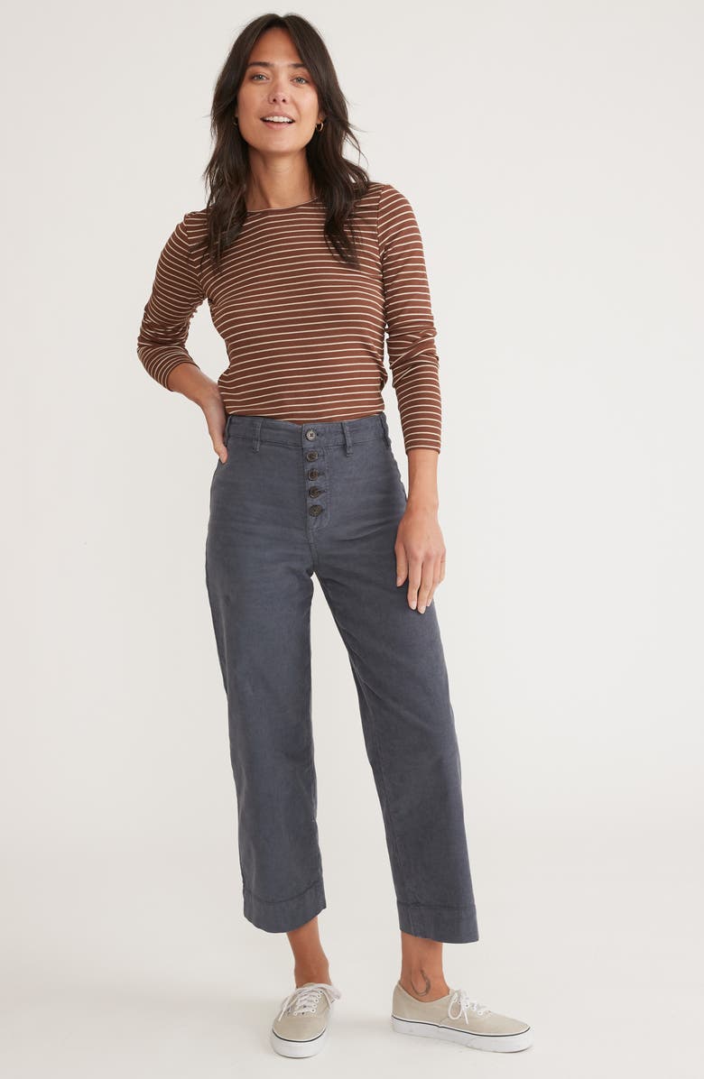 Marine Layer Bridget High Waist Crop Wide Leg Corduroy Pants | Nordstrom