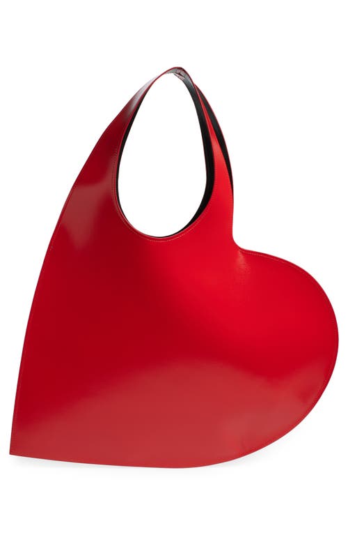 Shop Coperni Heart Glossy Leather Tote In Red