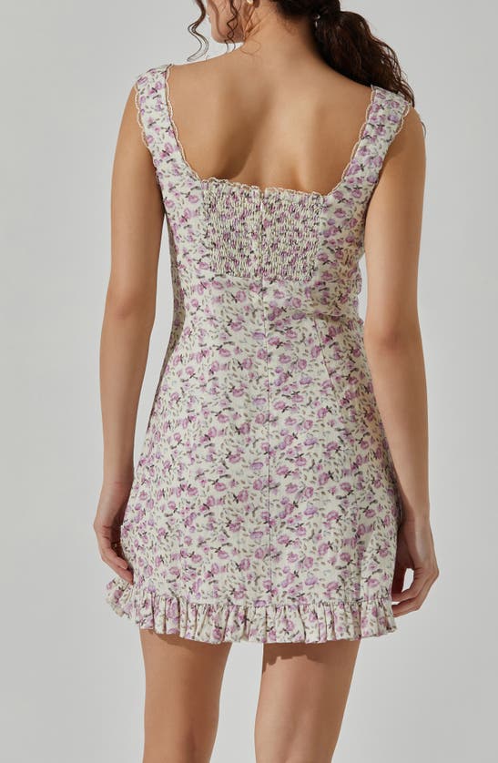 Shop Astr The Label Floral Lace Trim Mini Sundress In Ivory Purple Ditsy