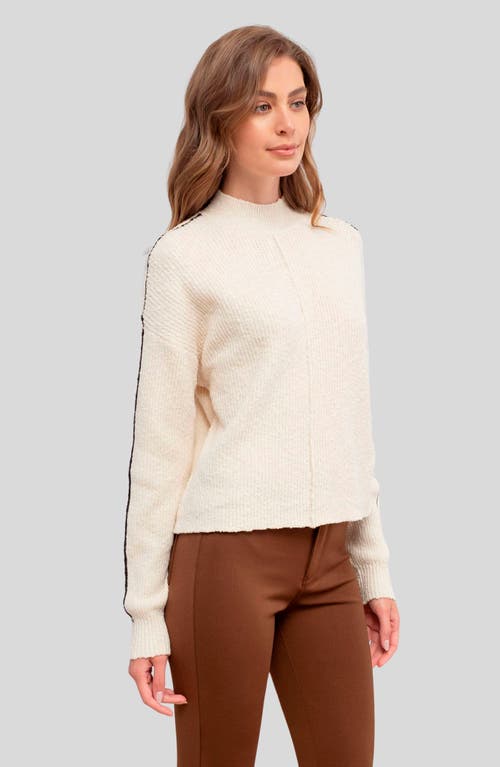 Blu Pepper Stripe Mock Neck Sweater In Oatmeal