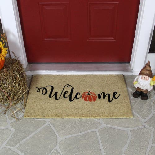 NORTHLIGHT NORTHLIGHT ORANGE PUMPKIN "WELCOME" FALL HARVEST OUTDOOR DOORMAT 18" X 30"