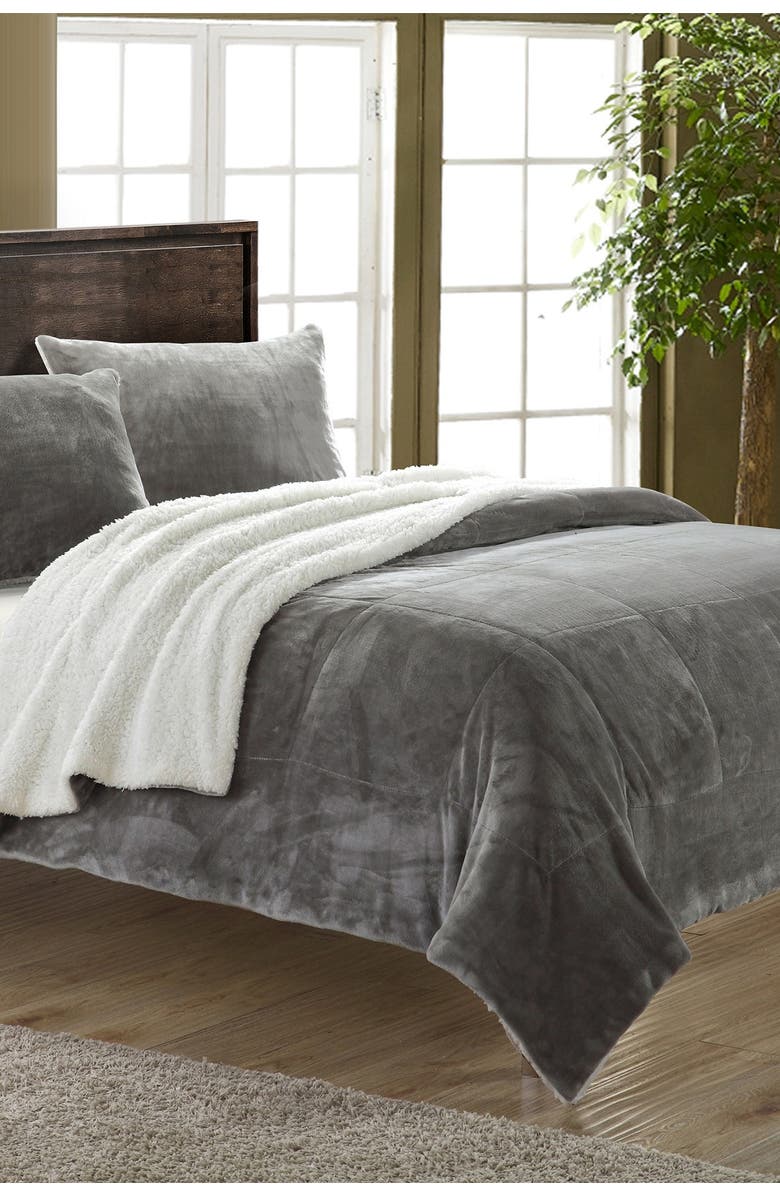 Queen Evelyn Faux Shearling Blanket Set Grey Nordstromrack Queen Evelyn Faux Shearling Blanket Set Grey Nordstromrack