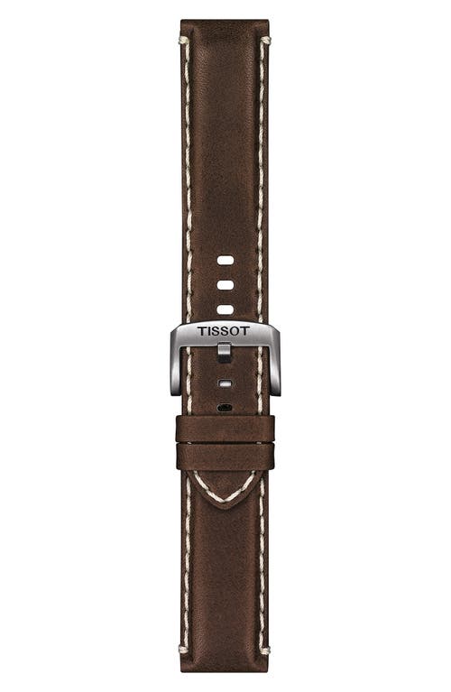 Shop Tissot Supersport Chronograph Leather Strap Watch, 45.5mm In Brown/silver