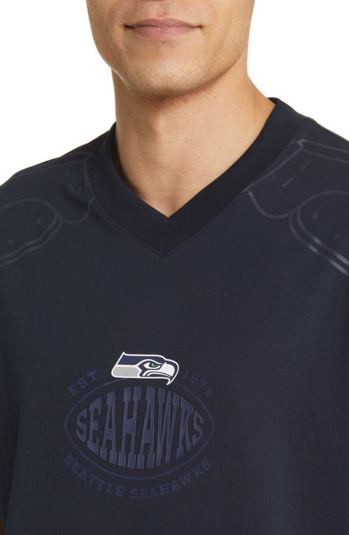 Shop Hugo Boss Boss X Nfl Tackle Graphic T-shirt In Seattle Seahawks Dark Blue