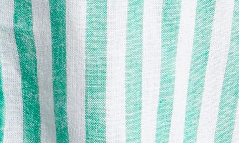 Shop Caslon Linen Blend Button-up Shirt In Green Bright Katie Stripe